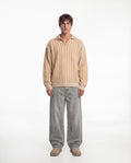 Beige Mohair Polo Sweater