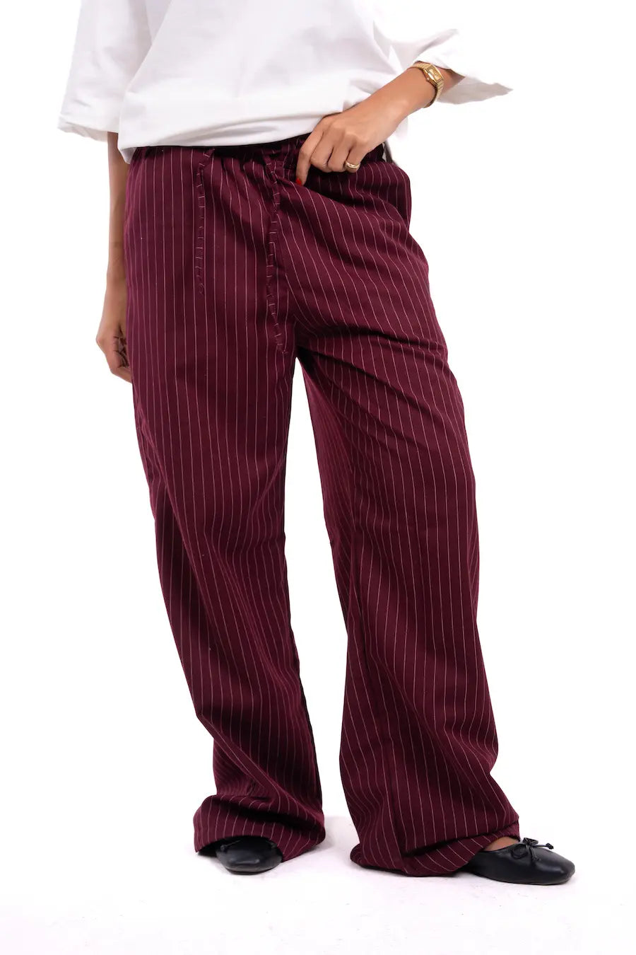Burgundy Stripped Pants