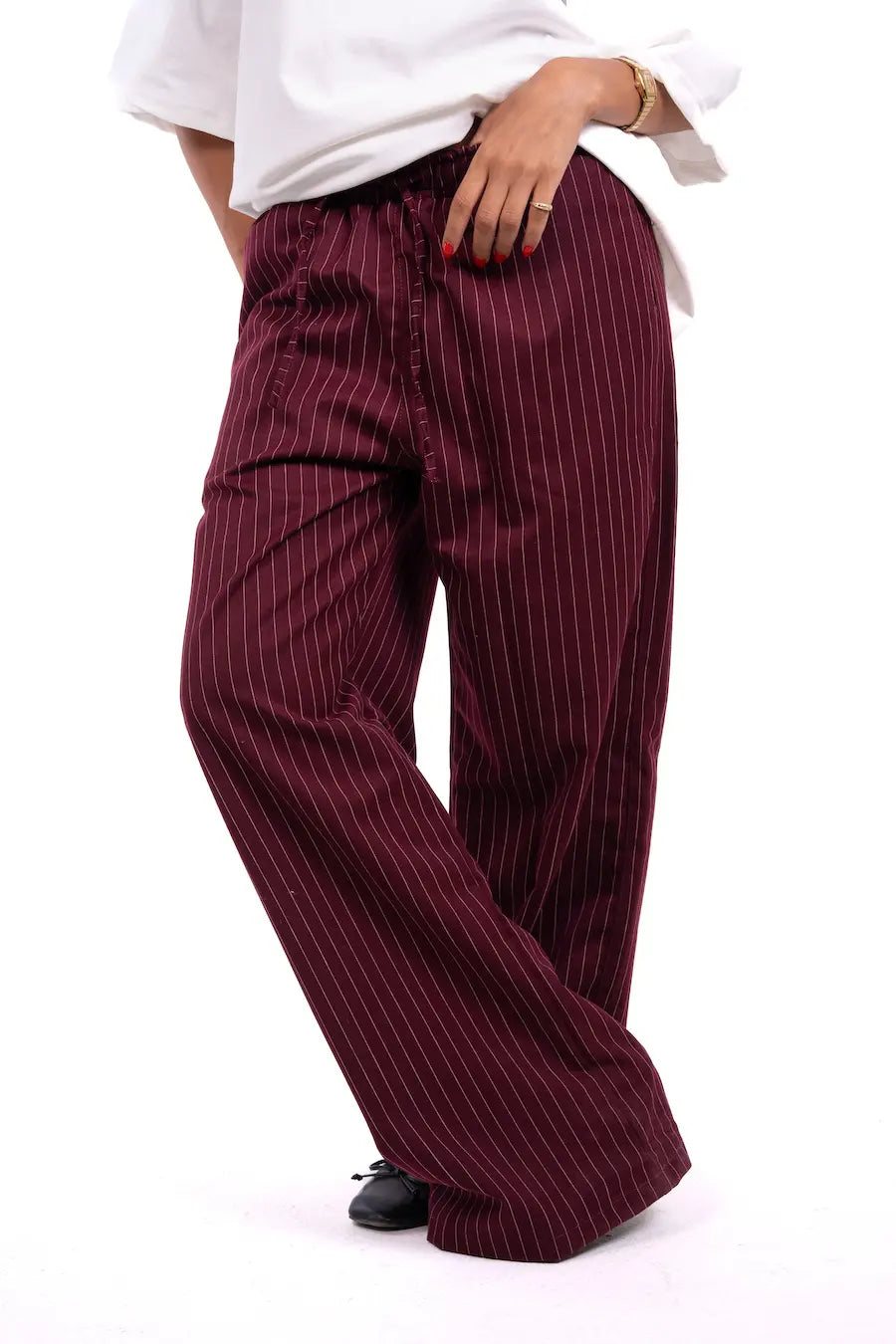 Burgundy Stripped Pants