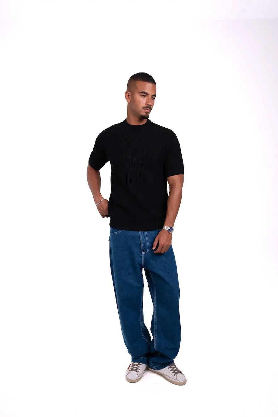 Black Waffle Knit