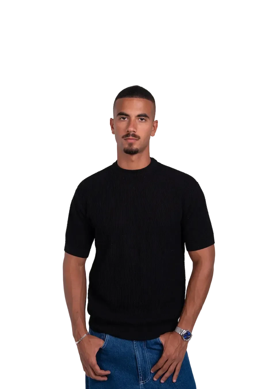 Black Waffle Knit