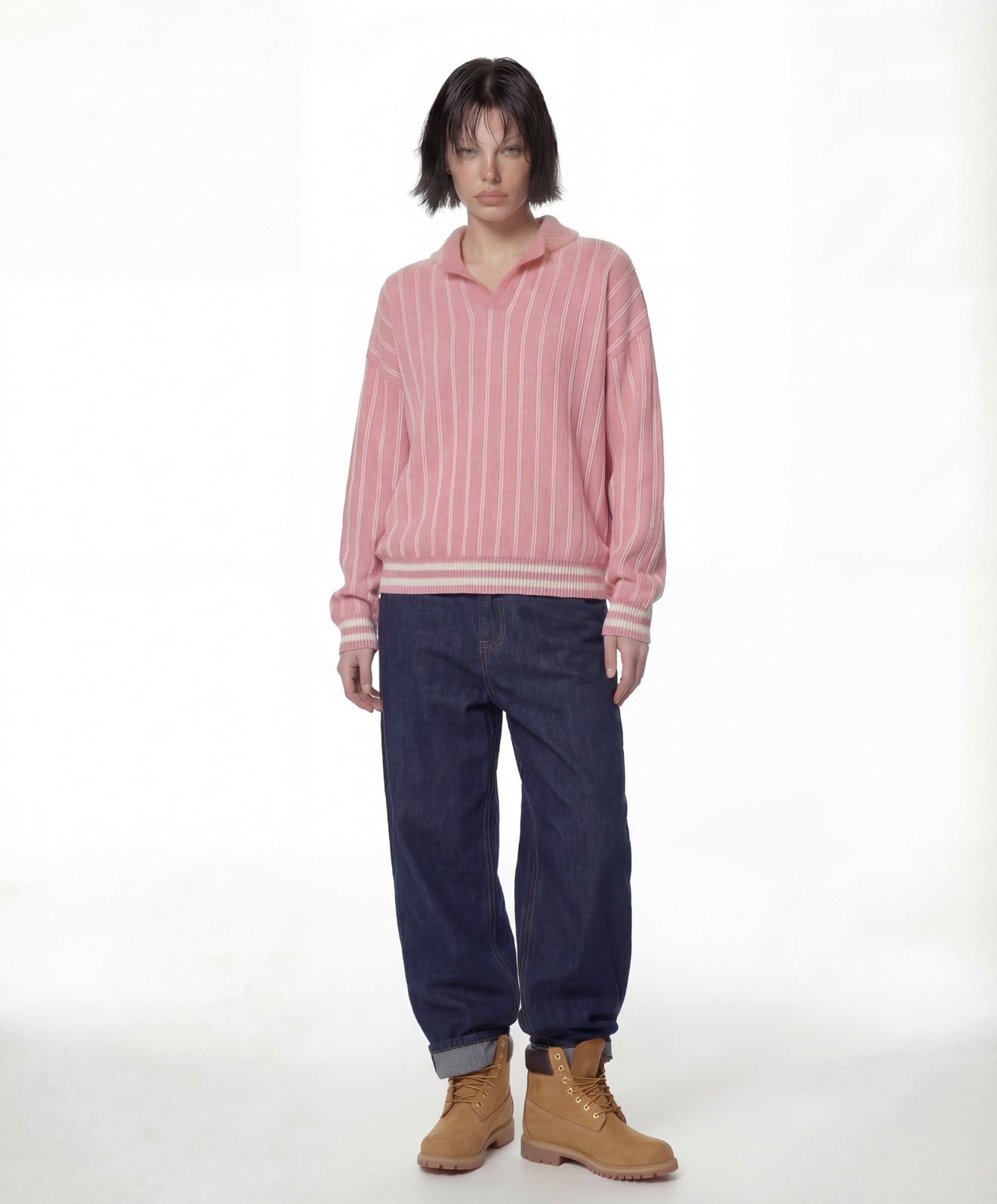 Pink Mohair Polo Sweater