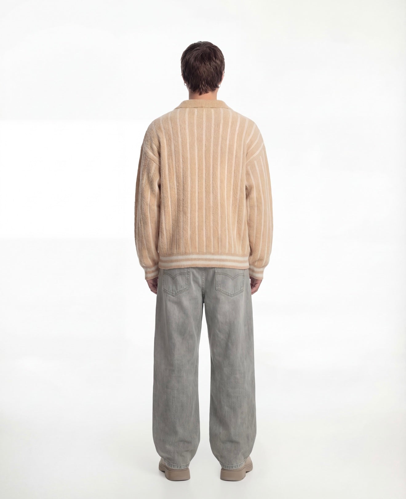Beige Mohair Polo Sweater