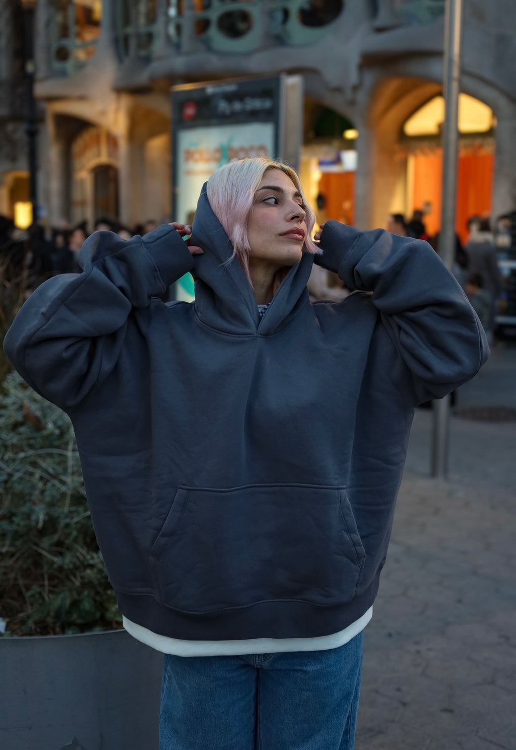 Grey Baggy Layered Hoodie
