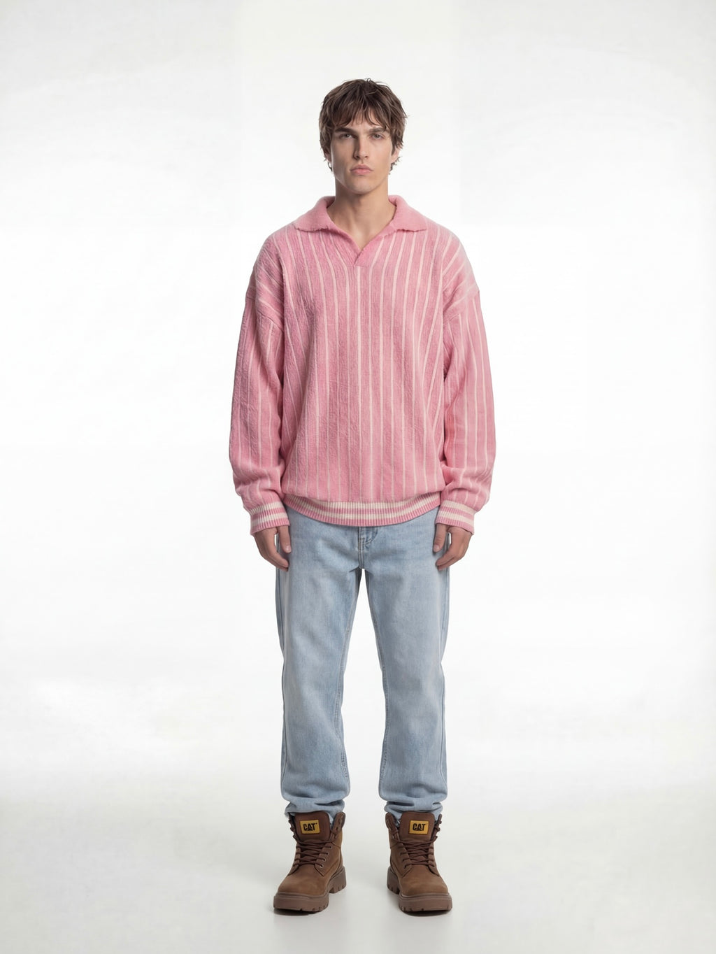 Pink Mohair Polo Sweater
