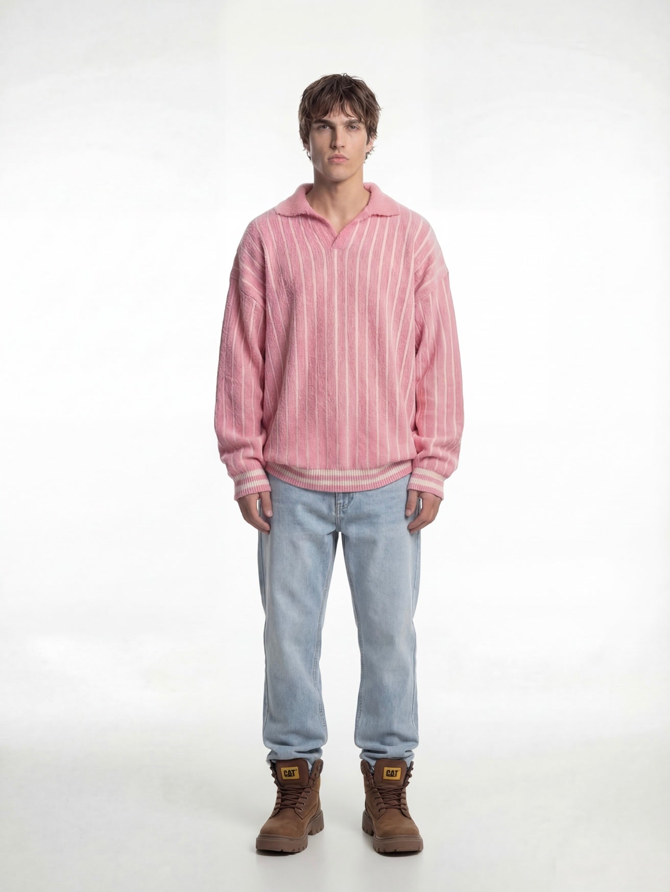 Pink Mohair Polo Sweater
