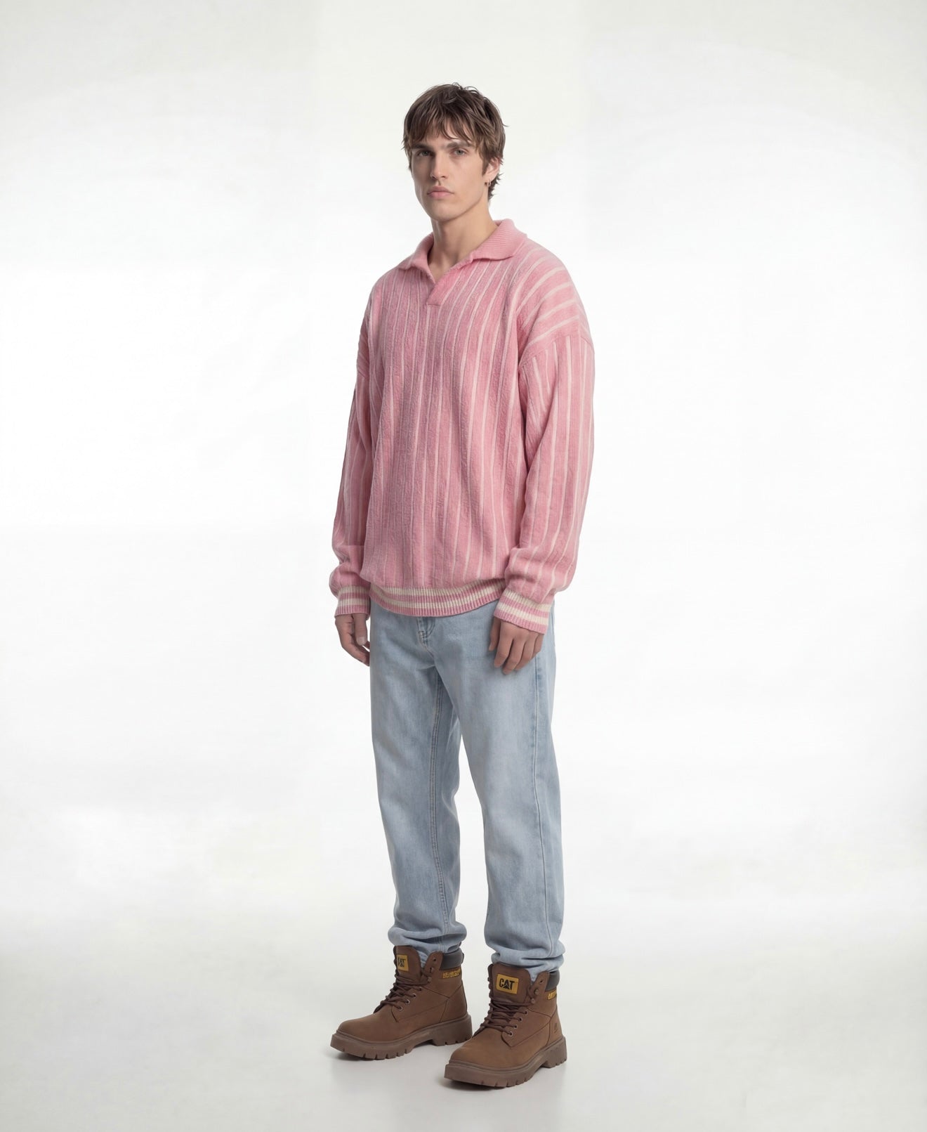 Pink Mohair Polo Sweater