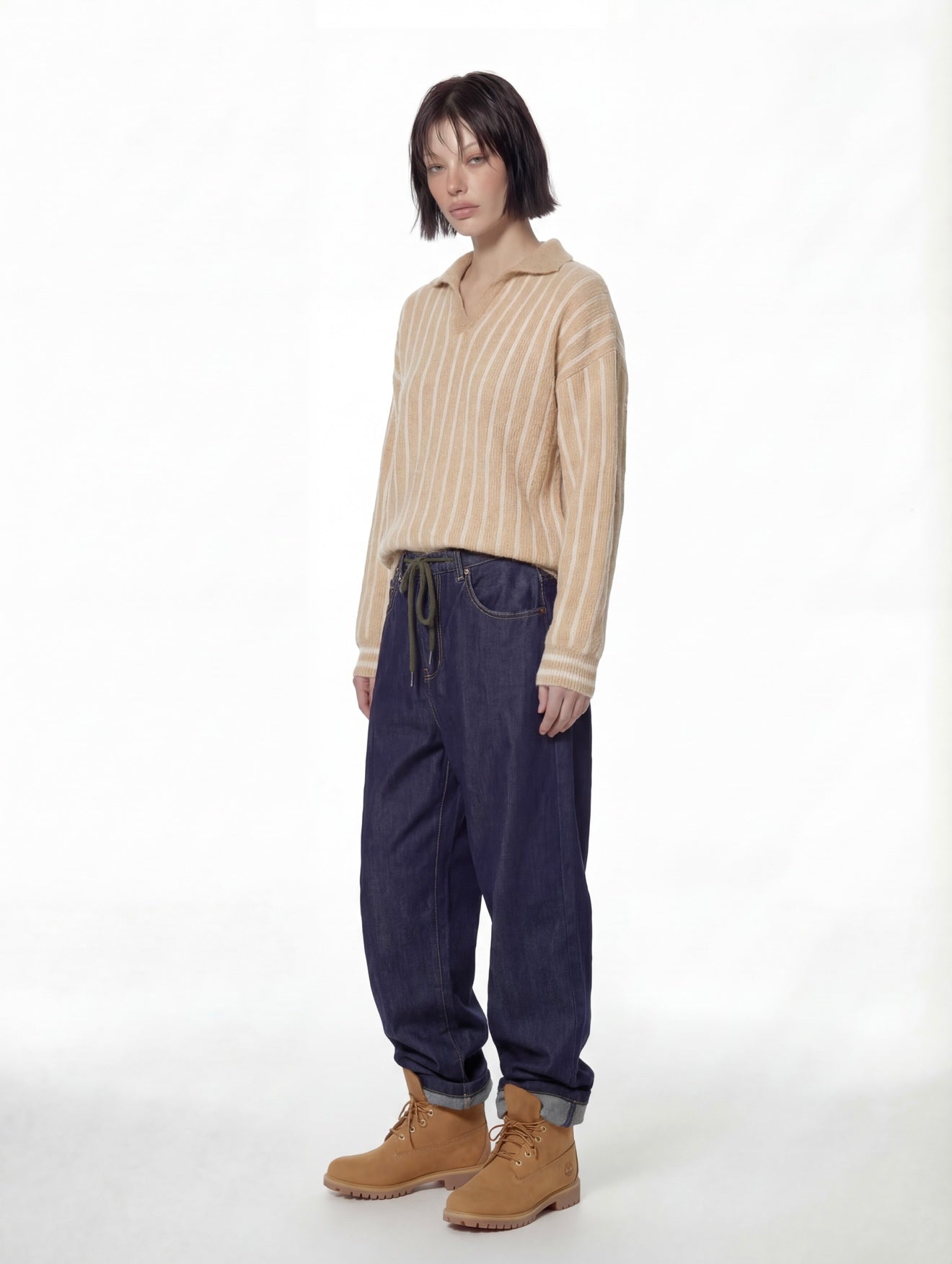 Beige Mohair Polo Sweater